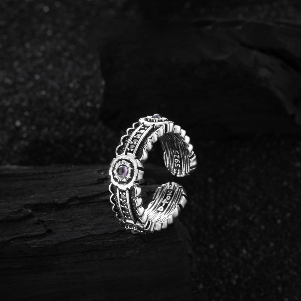 Korean Elegant Vintage Style Adjustable Open Copper Ring With Sparkling Zirconia For Women