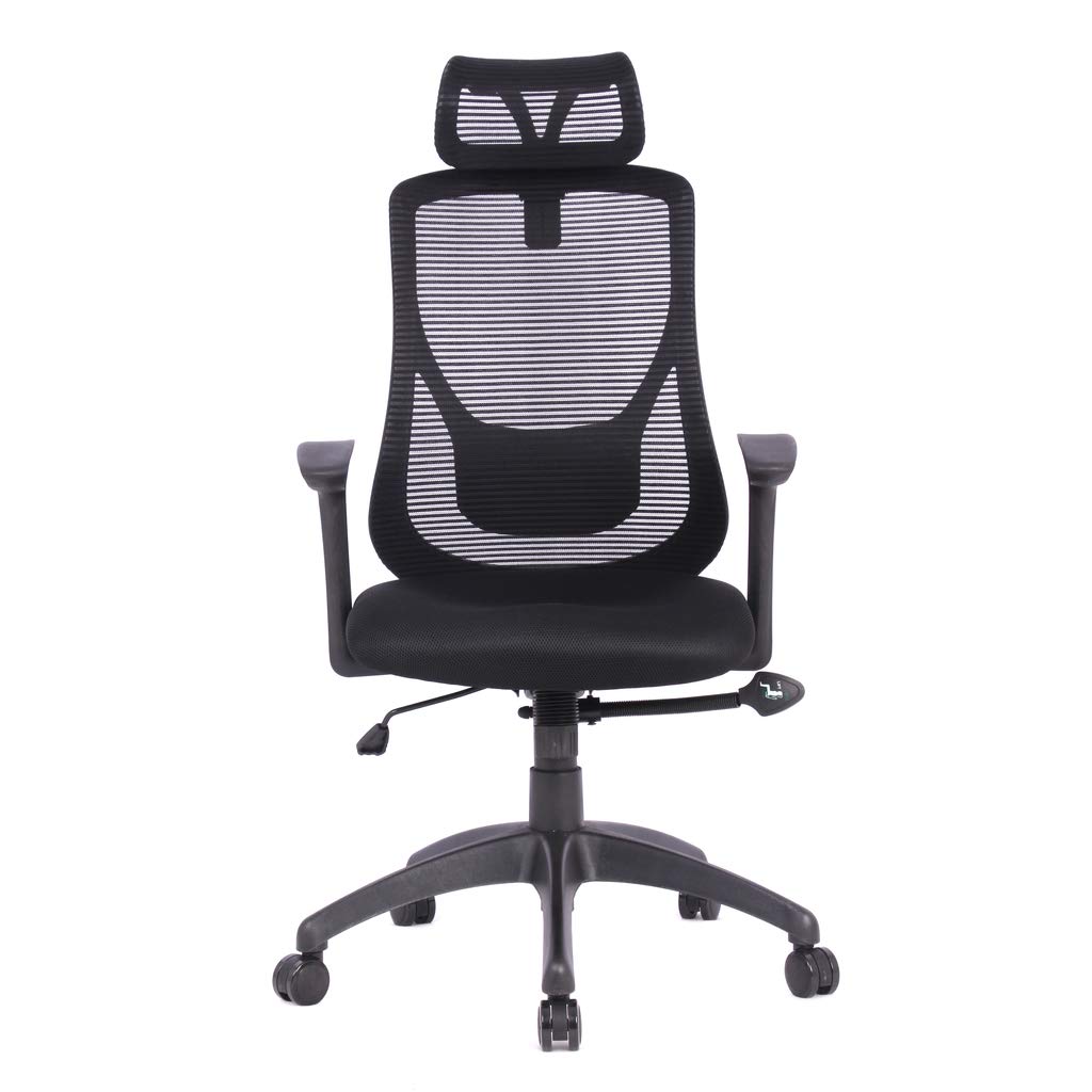 Scaun de birou Iris Plaza Scaun Scaun de birou Tetieră Scaun cu plasă Poliester Negru x Negru OFC-08