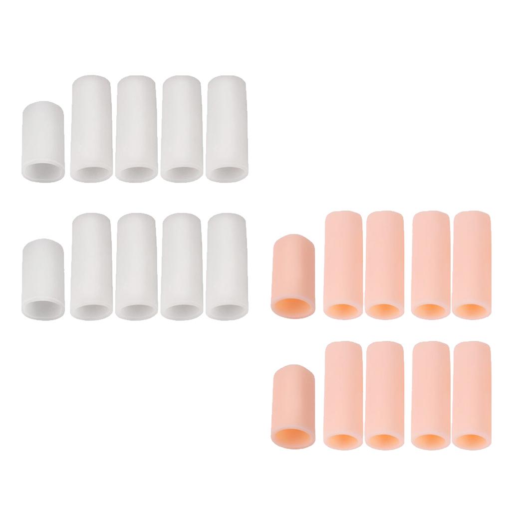 20 Pcs Silicone Gel Toe Finger Caps Covers Sleeves Tubes Unisex