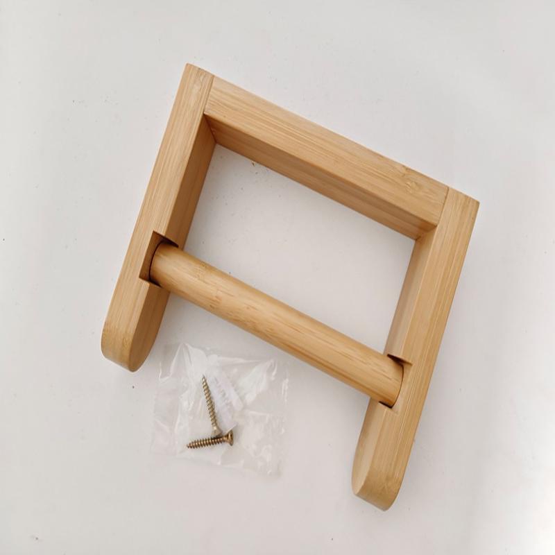 Toilet Paper Holder Bamboo Mounted Waterproof Wall-Mounted No Drill Shelf Toilet Storage Bathroom Organizer Bathroom