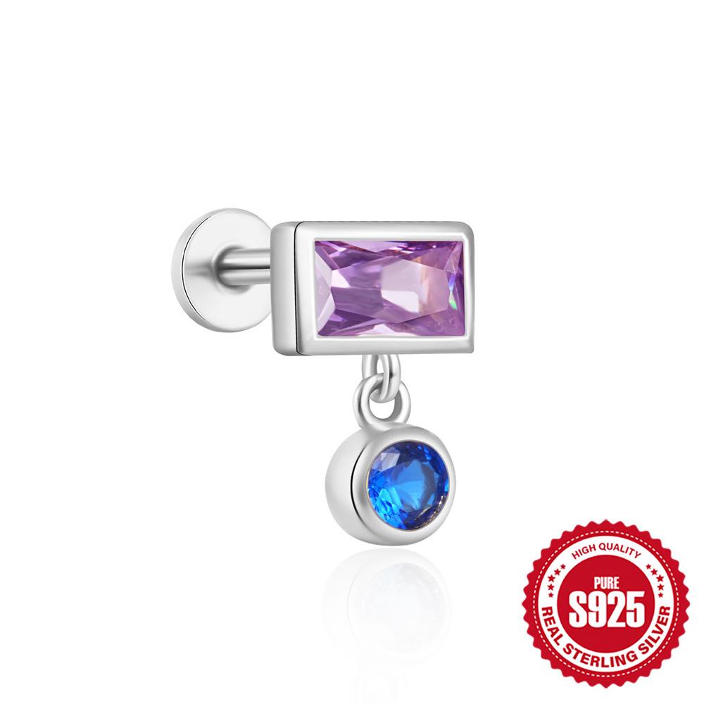 S925 Sterling Silver Teardrop Triangle Garnet Opal Piercing Stud Earrings