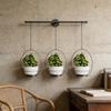 1 Set Hanging Flower Pots Wall Mounted Plant Hanger Hanging Planter Set Includes Metal Rod 3 Planters Ropes for Windows Ceilings Walls Garden Decor