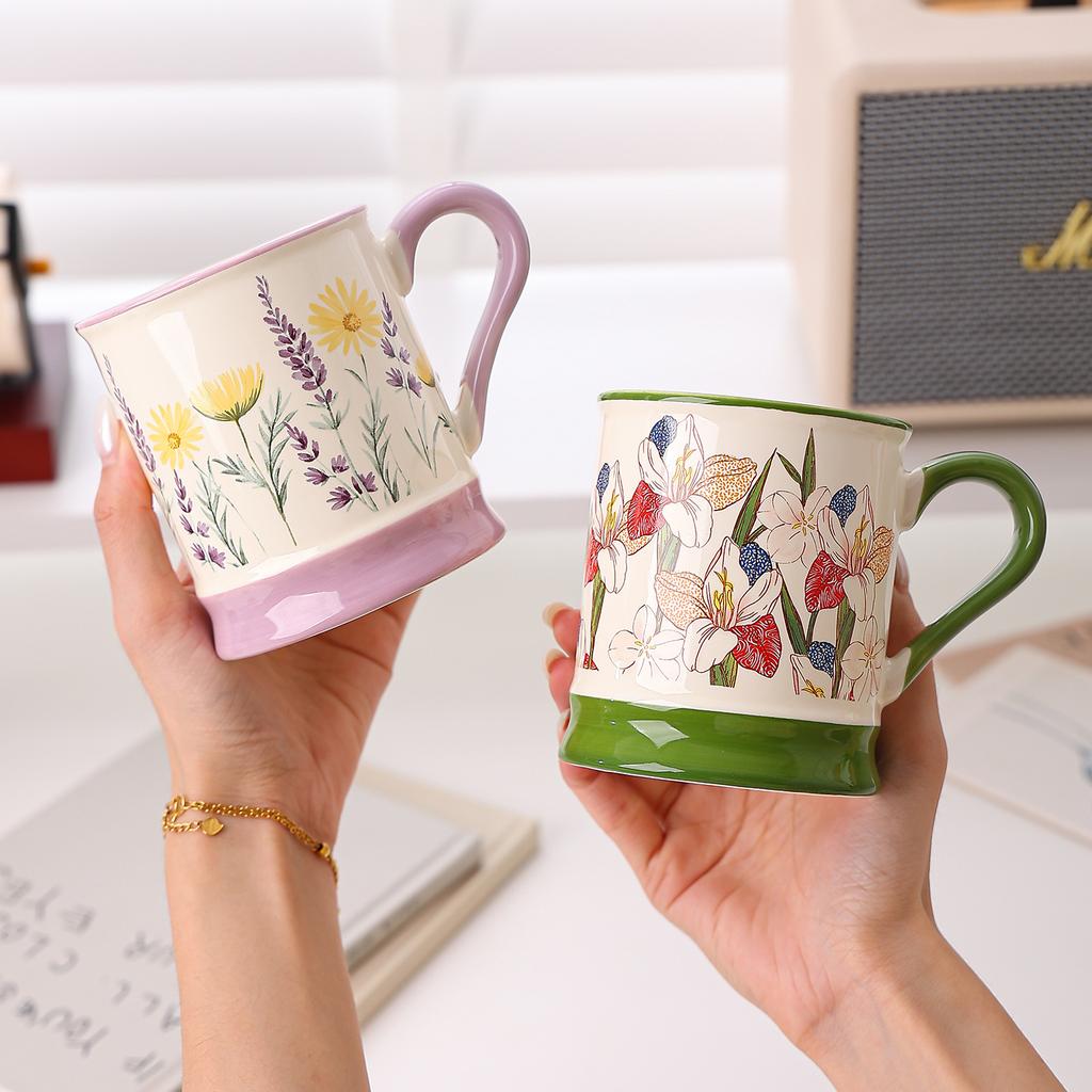 Internet-Berühmtheit Blume Keramiktasse, Vintage Blume Becher, Kaffeetasse, hochwertige Wasserbecher, Paar Souvenir Geschenk