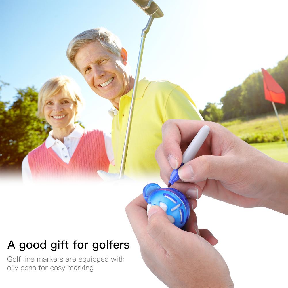 Golf Ball Liner Line Marker Drawing Template Alignment Tool with Pen Accessories (Blue)