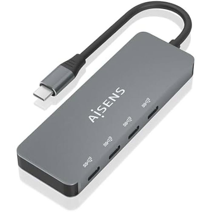Hub USB - AISENS - M-4XUSB-C - 10G Gen2 - 4 Ports - 15cm - Gris