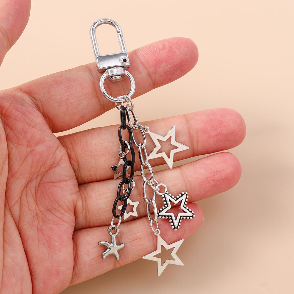 Gotisches Legierungs-Kreuz Schlüsselanhänger Männer Frauen Stern Schlüsselring Anhänger für Handtaschen-Dekor DIY Handgemachter Schlüsselanhänger Geschenke
