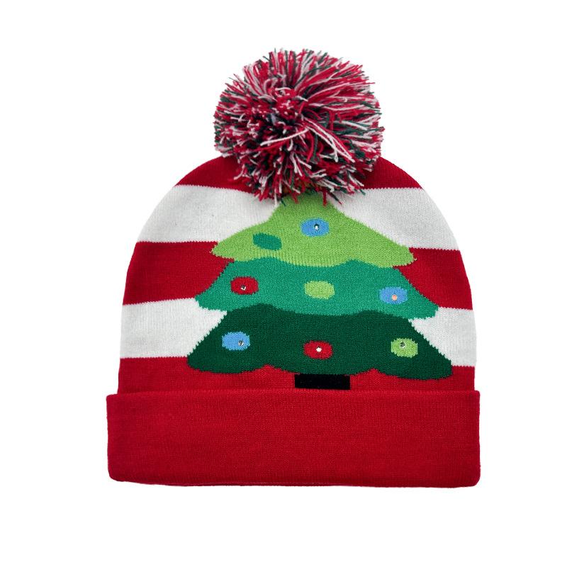 Hot Sale Jacquard Christmas Hat Hairball Ruffled New Year's Gift Winter Warm Cover Knitted Hat