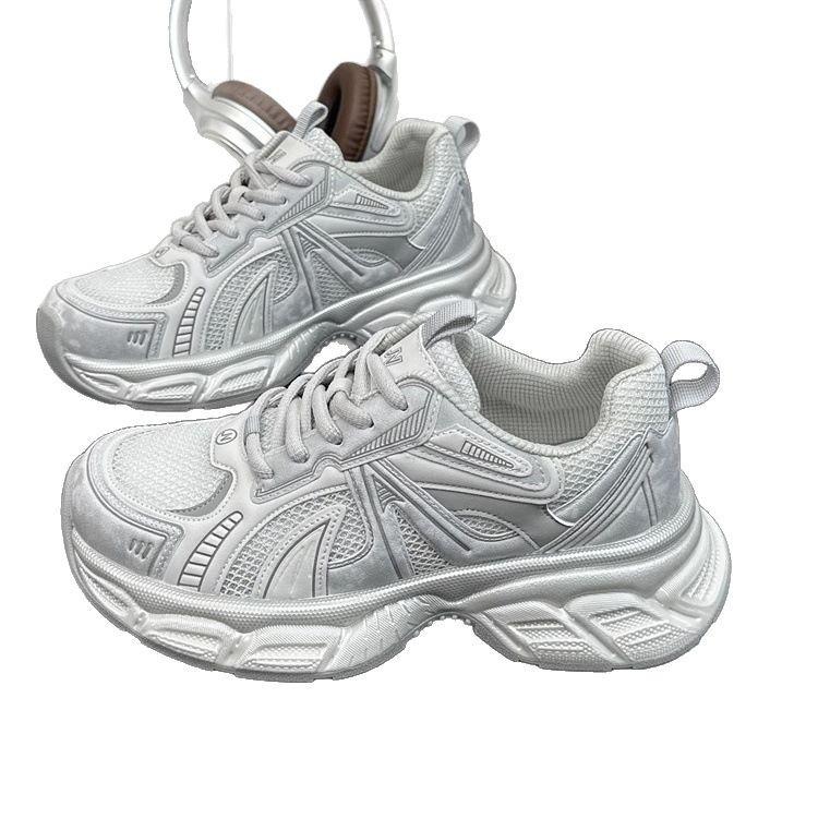 New Small Leather Dad Shoes Women's Autumn 2025 New White Platform Sneakers Breathable Height-increasing Shoes