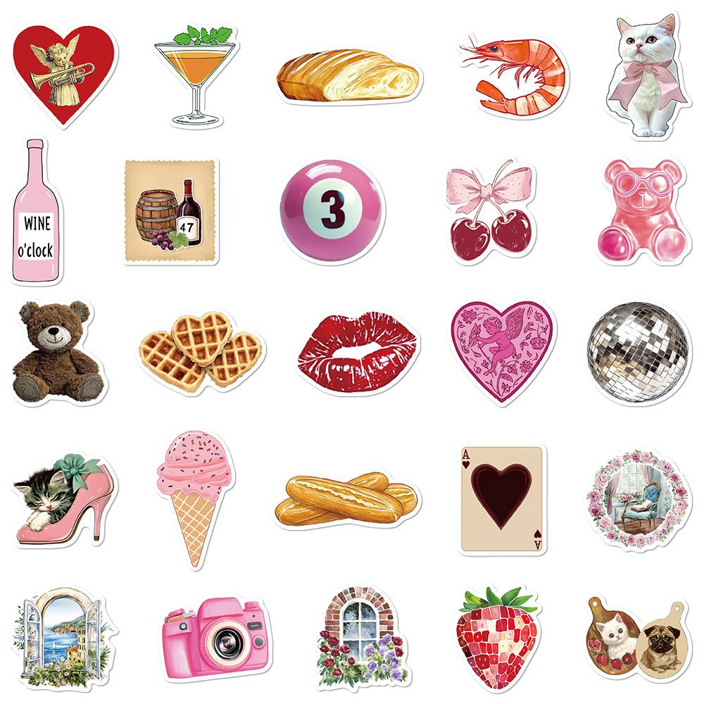 50PCS Aesthetic Pinterest Sticker Decoration Fashion Harajuku Laptop Luggage Creative Wall Bar Decor Streetwear Creative Sticker