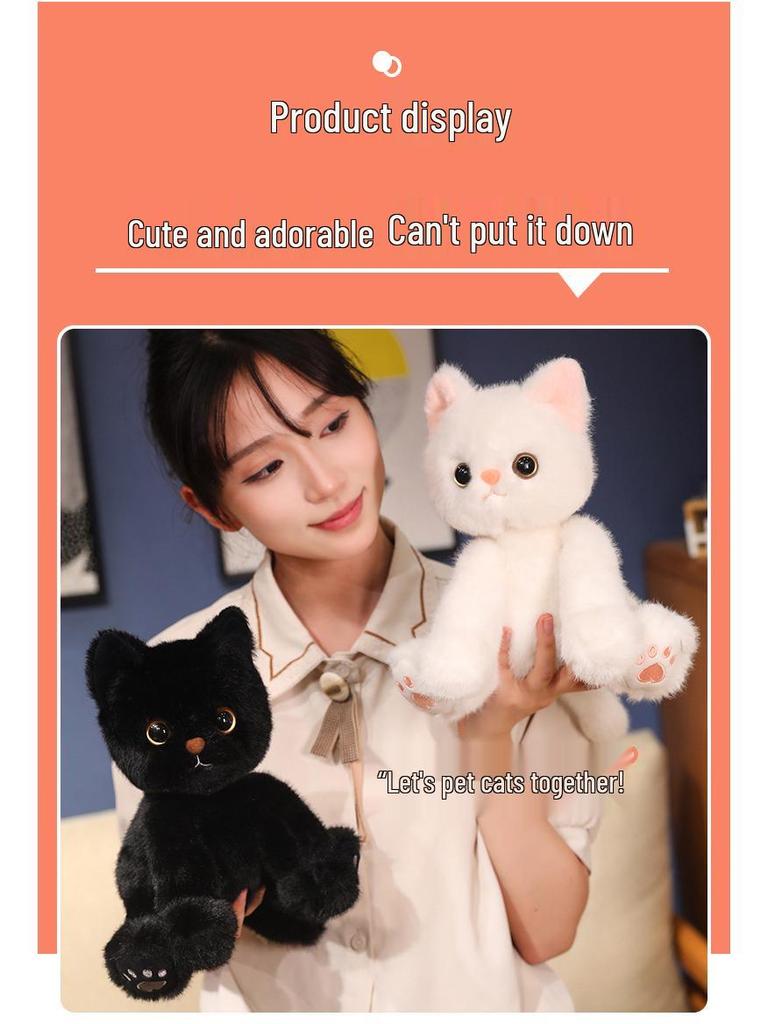 Cute Plush Kitten Doll - Creative Simulation Toy for Kids' Birthday Gift