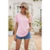 2026 Summer New Hollow-Out Round Neck Short Sleeve Women's Casual Solid Color T-Shirt