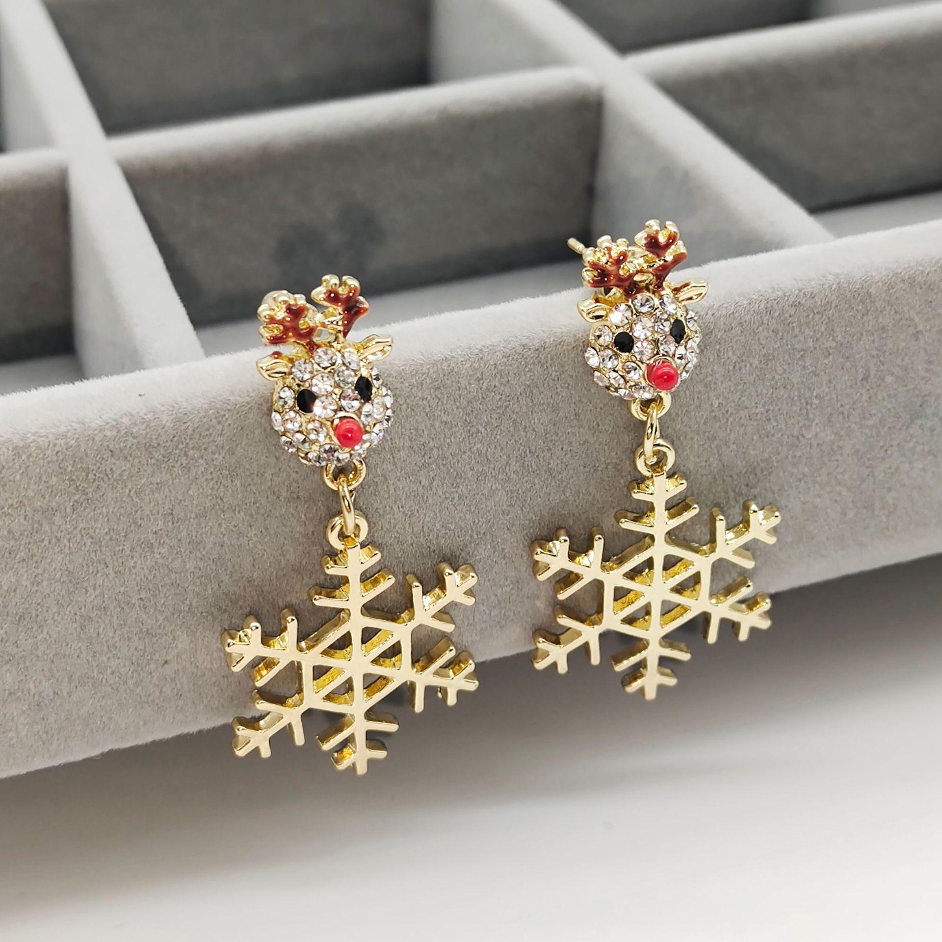 

Snowflake & Christmas Tree Asymmetrical Earrings - Elegant Winter & Holiday Dangle Studs