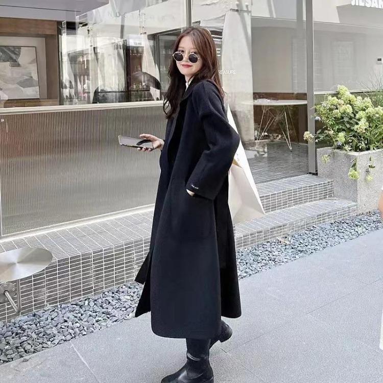 Women Wool Coat Warm Fashionable Belted Autumn Outerwear