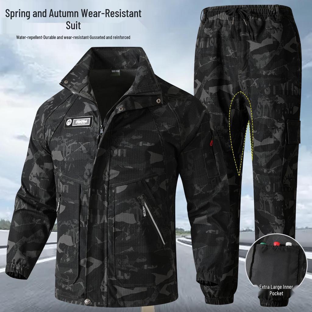 Set da lavoro mimetico da uomo: Resistente all'usura, Traspirante, Elastico Abbigliamento Primavera/Autunno