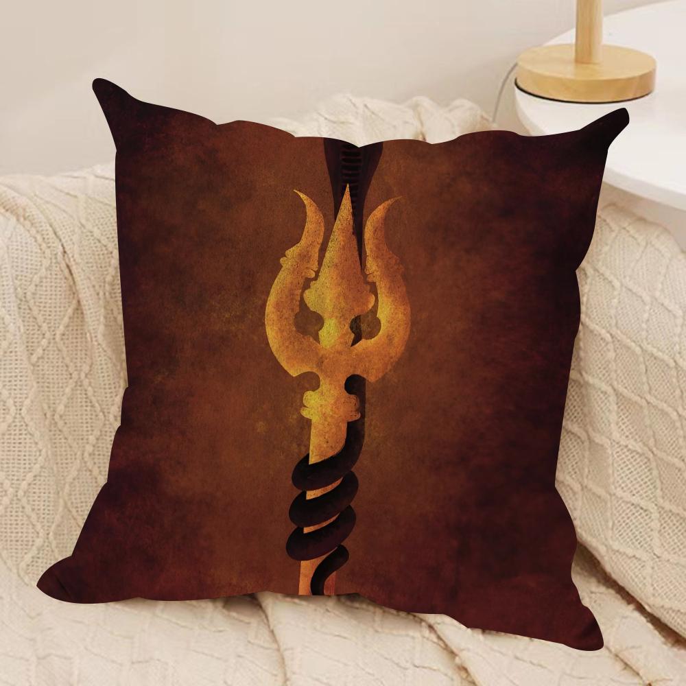 

The Shiva Trident Cushion Cover Soft Plush Throw Pillow Cover DoubleSided Printed Cushion Case Cozy Sofa Home Decor 40x40cm