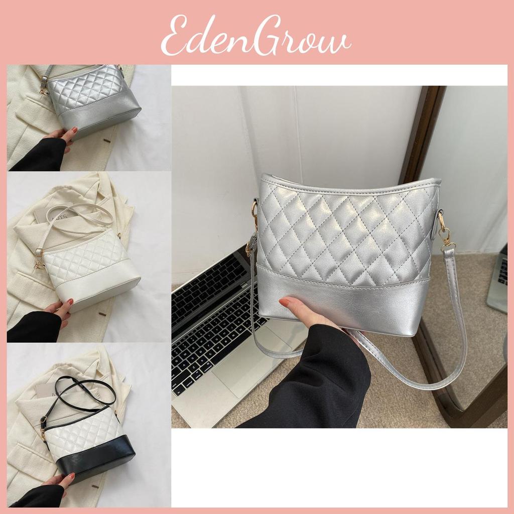 Stylish Casual Large Capacity Shoulder Bag Trendy Winter Bucket Bag In Black White Brown Silver