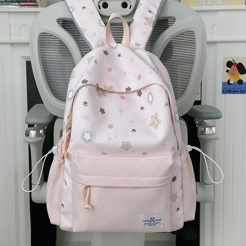 Schoolbag Korean schoolbag Junior high school girls ins fresh casual high value backpack High school students large capacity lightweight backpack