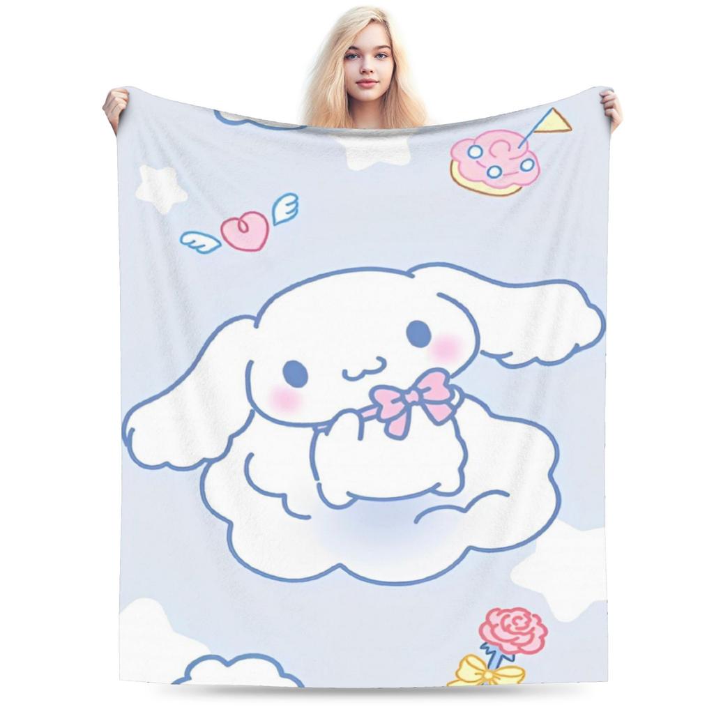 Pink Cinnamoroll Blanket Fleece Textile Decor Cute Cartoon Multifunction Ultra-Soft Throw Blanket for Home Travel Bedspread