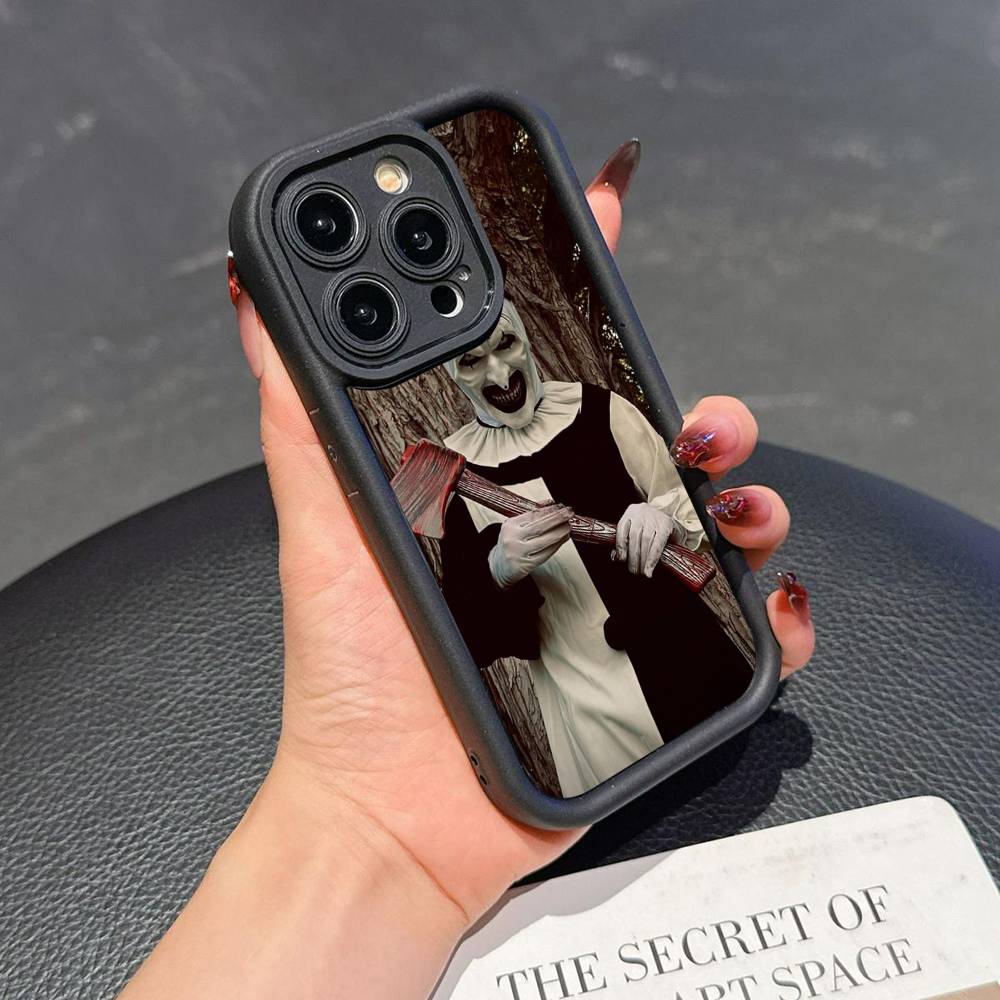 The-Clowns-horrors-T-Terrifier For iPhone 17 16 15 14 13 12 11 Pro Max Plus Black Full Coverage TPU Shockproof Cover