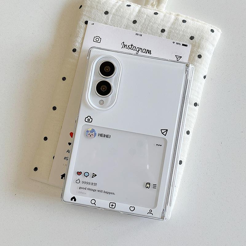 Korean Ins Dialog Box Cute Phone Case For Samsung Galaxy Z Fold 8 ZFold8 Cover with Hand Rope Hinge Hard Cases For Z Fold8 Funda