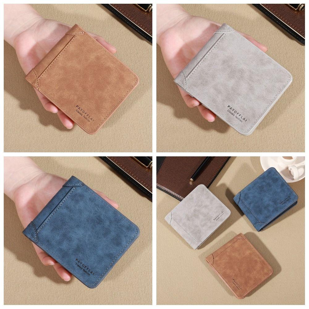 Pu Men's Short Wallet Retro Business Card Holder Fashion Male Coin Purse  Outdoor