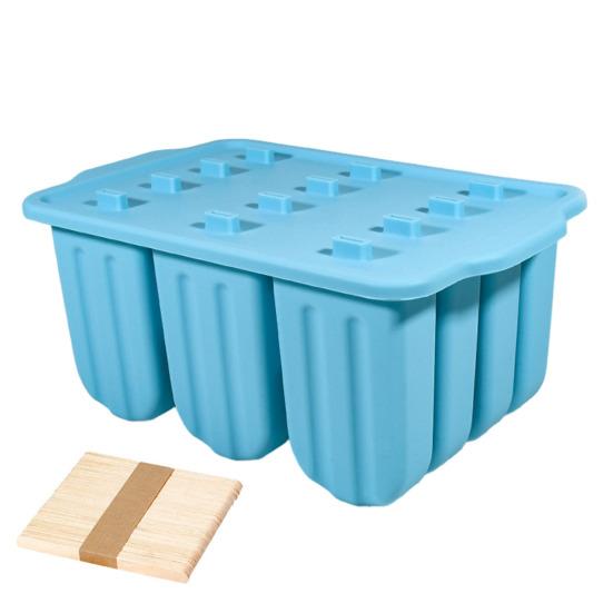 Silicone Popsicle Molds 12 Cavity DIY Ice Cream Molds with Wooden Sticks BPA-free Ice Lolly Mold Summer Kitchen Accessories
