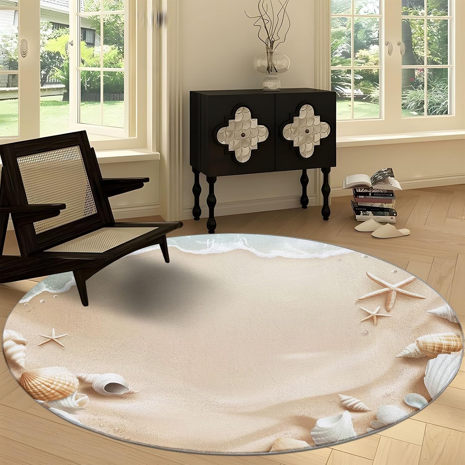 

Simple Dots Print Round Rug Cartoon Rainbow Sun Machine Washable Circular Carpet Runner Non Slip Circle Area Rug Carpet Mat 100cm