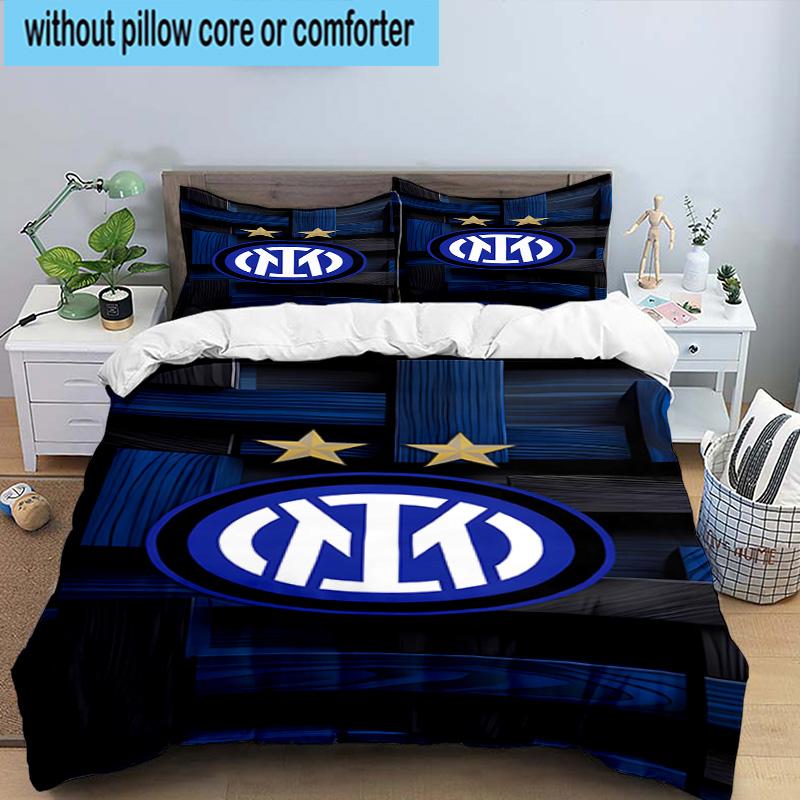 3 pezzi F.C. Set Biancheria da Letto Stampato Internazionale Milano Chiusura Copripiumino Include 1 Copripiumino & 2 Federe Set Biancheria da Letto Decorazioni per la Casa Regali