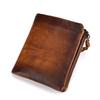 Vintage Men's Wallet Genuine Leather Retro Top Layer Cowhide Wallet for Men Vertical Wallet with 2 Zipper Pockets