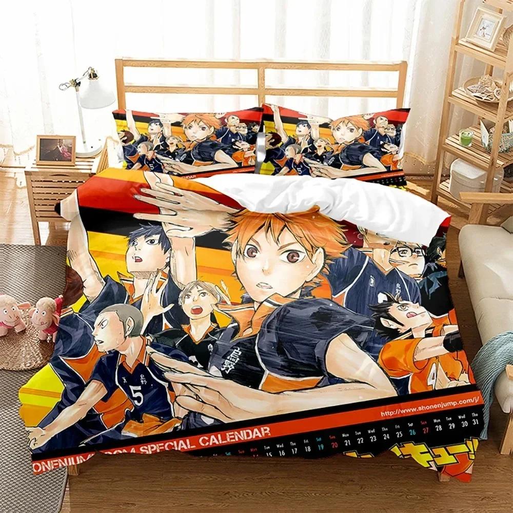 Anime Haikyuu Volleyball Bedding Set Duvet Cover Sheet Printed Bed Set Pillowcase Bed Full Queen King Size Comforter Bedroom