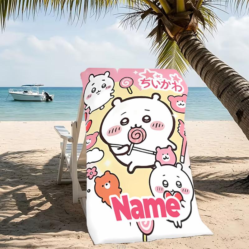 Customizable personalized beach towels Chiikawa themed designs.Suitable for the beach, yoga, sports;ideal as beach accessories