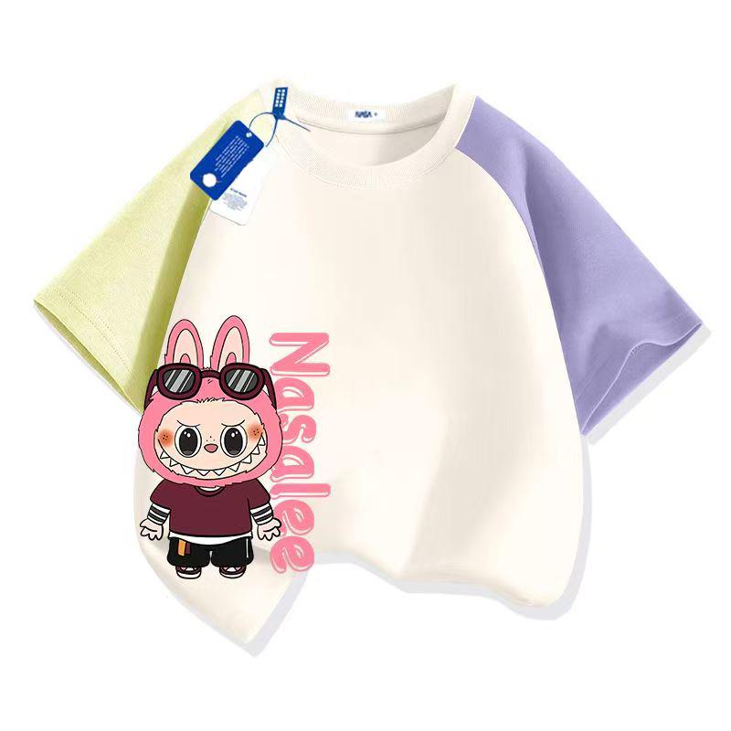 Hot LABUBU Cartoon Anime Print Girl Boy T-Shirt Kids T-Shirt Summer Short Sleeve Tee Child Tops