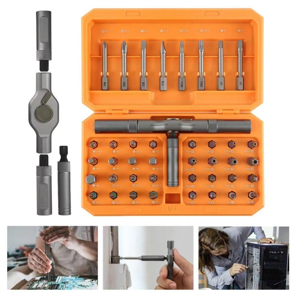 

High Hardness Magnetic Screw Drivers Bits DIY Ratchet Wrench Set Combination сірий