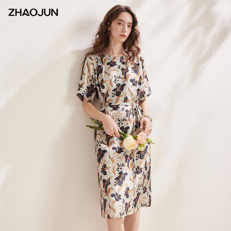 

Zhaojun Women s Printed Mulberry Silk Short-Sleeve Dress L