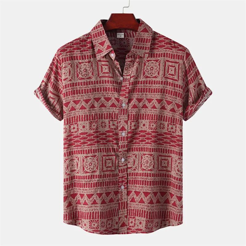 

Retro Geometric Texture 3d Print Hawaiian Shirt Men Summer Short Sleeves Tops Beach Harajuku Street Lapel Blouse S