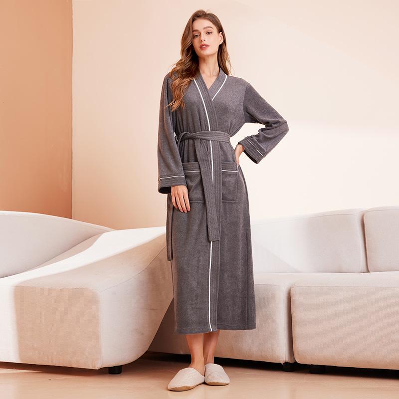 Unisex Quick-Dry Water-Absorbent Bathrobe: Four-Season Long-Sleeve Yukata with Towel Material