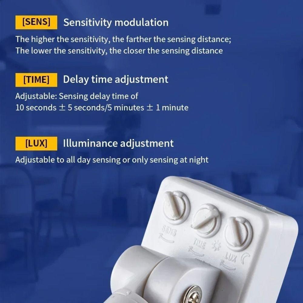 Auto ON OFF Motion Sensor Delay Adjustable 180 Degree Rotatable Light Switch PIR Infrared Detector Lighting Control