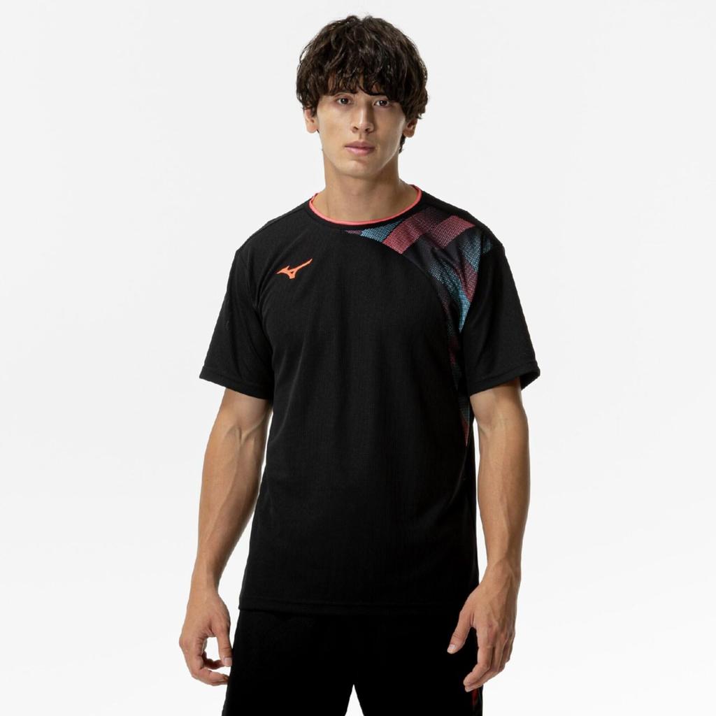 Dry Aeroflow Game Shirt, Short Sleeve, Dynamotion Fit, Highly Breathable, Perfect for Tennis and Badminton, Unisex, Black, Size S (62JAC012)