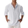 Men's Casual Loose Stand,up Collar Sweatshirt, Men's ,color Long,sleeved Cotton And Linen Shirt Top