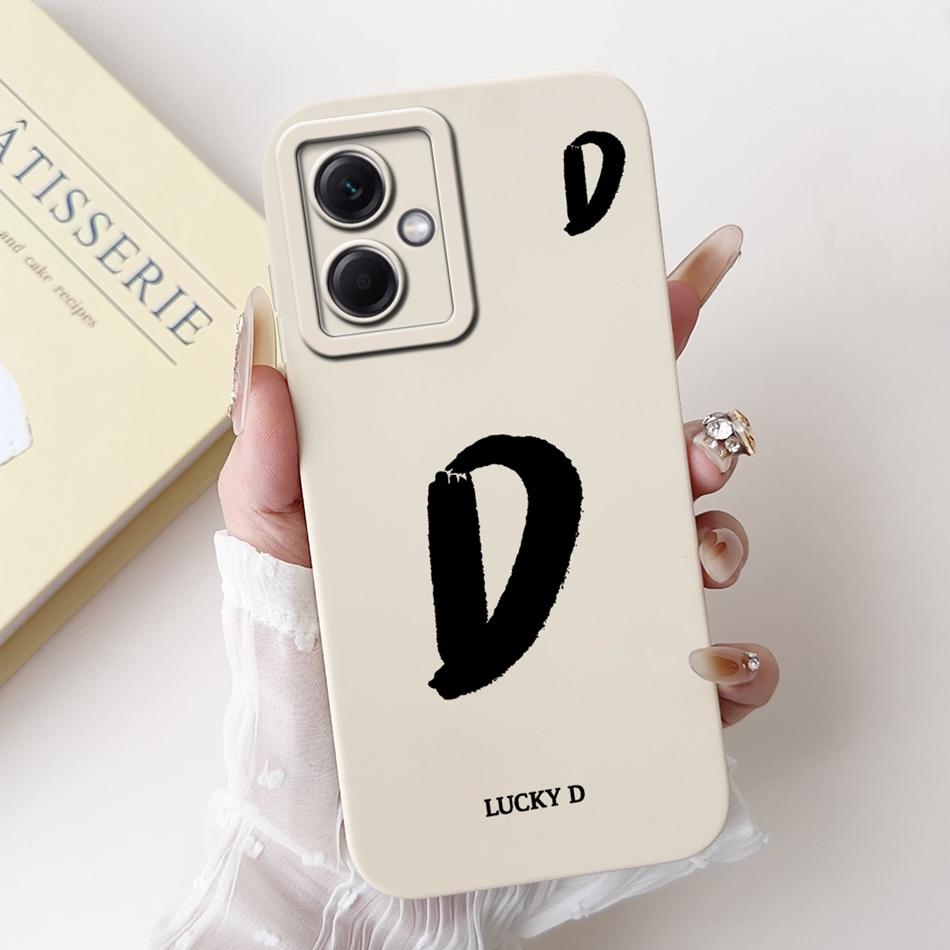 For Xiaomi Redmi Note 12 5G Lucky Initial Letter Phone Case For Redmi Note 12 Pro 5G Note12 Soft Silicone Shockproof Bumpers