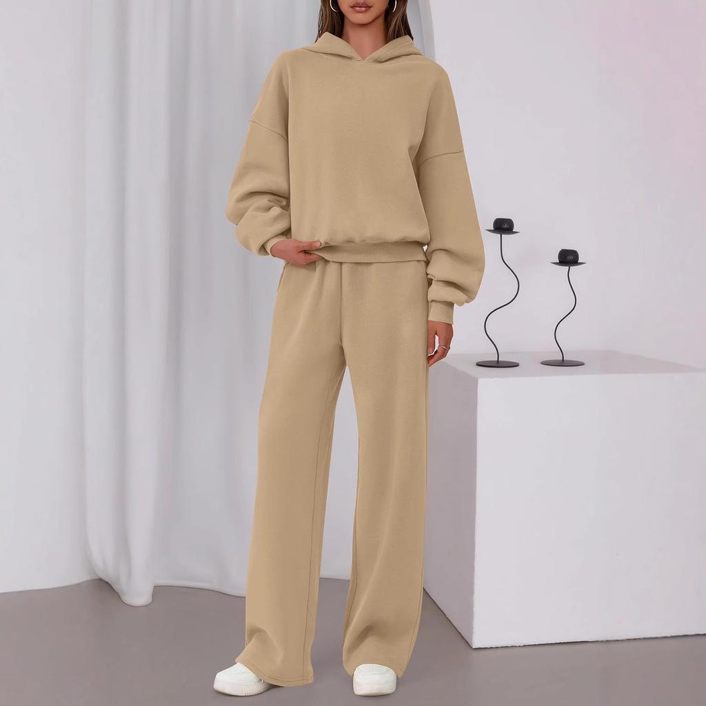 Europe, America and foreign trade 2025 autumn and winter fashion leisure sports suit zipper long-sleeved sweater wide-leg pants two-piece set women