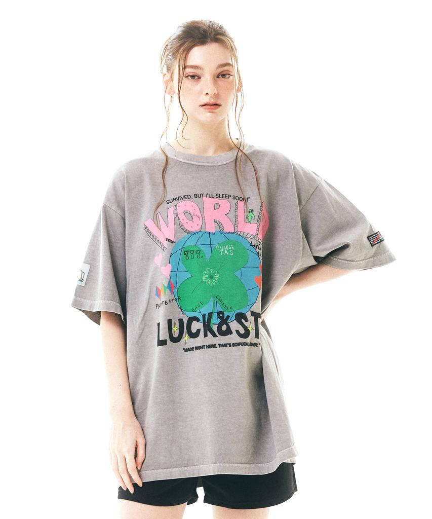 Soipeuyukaen Oversized Loose Fit Pigment Print T-Shirt