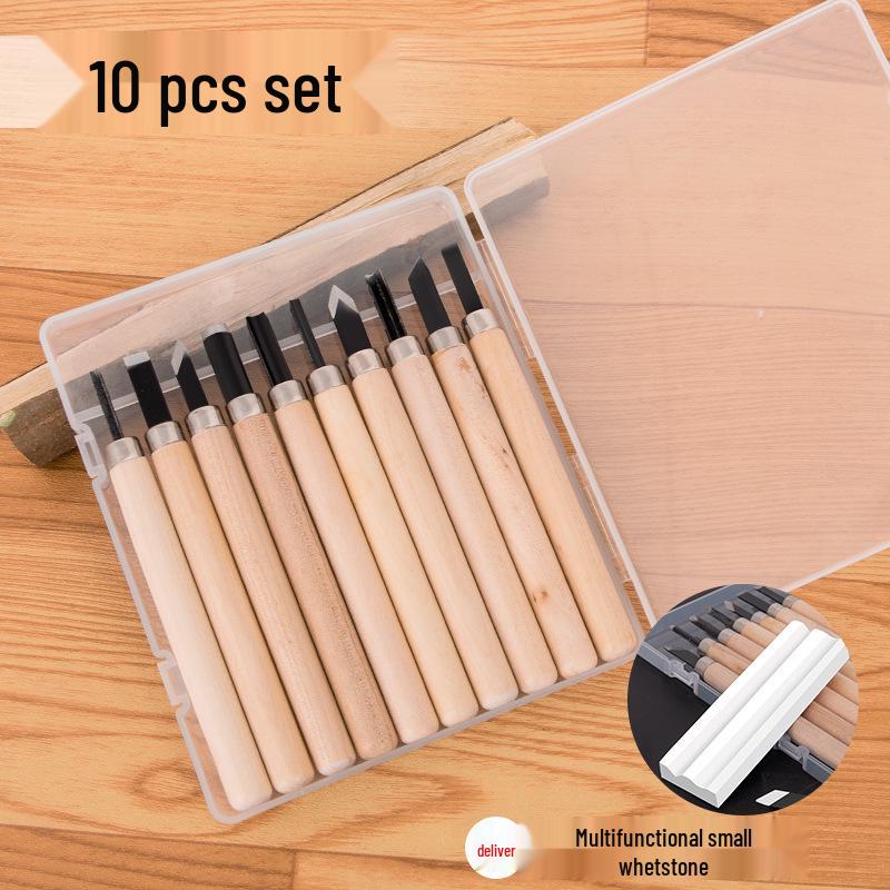 Comprehensive Wood Carving & Stamp Set: Includes Hand-Carved Knives, Carpenter Tools, and Carving Materials for Wood, Rubber, and Plaster.