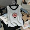 Korean Style Color Block Sleeveless Cotton Vest T-Shirt for Girls (Ages 6-12)