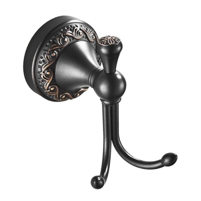 652F Elegant Embossed Brass Wall Hook Decorative for Coat Hat Entryway Bathroom