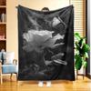A Black Shadow Rose Butterfly Fleece Blanket, Featuring High-Definition Digital Printing, Suitable for All Seasons, Cooling Blanket, Made of 100% Skin