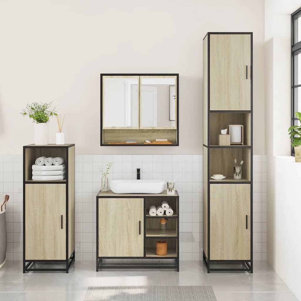 3 Piece Bathroom Furniture Set in Sonoma Oak Particleboard