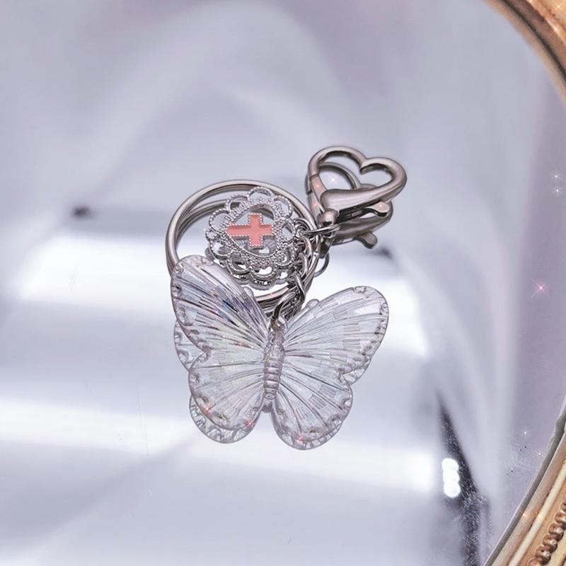 Sweet Butterfly Keychains Party Gifts Stainless Steel Material Cute Keychains Handbag Pendent Keyrings for Women Girls