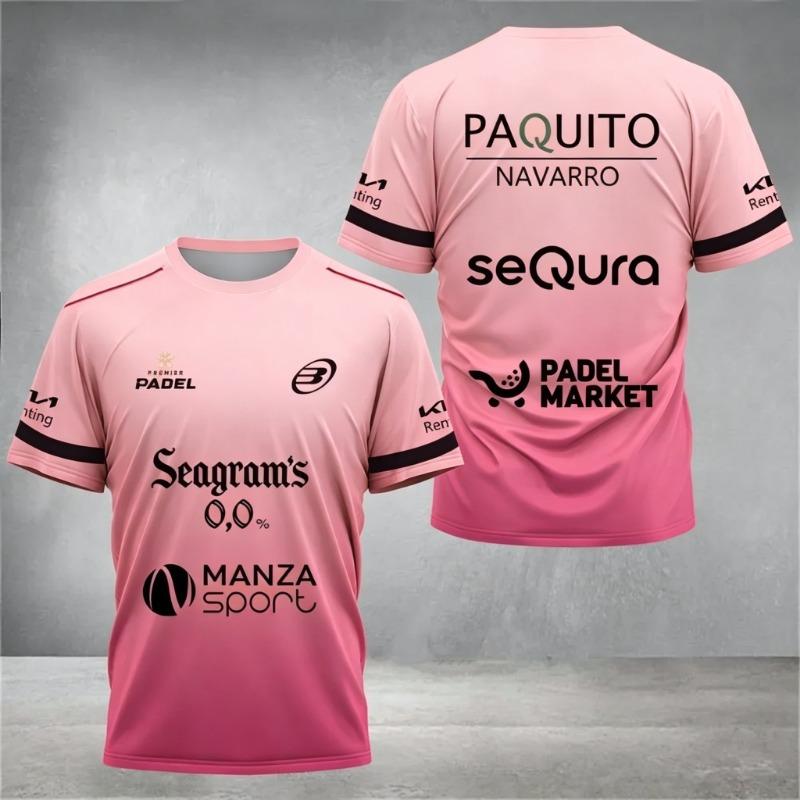 Maglia Sportiva Professionale da Padel da Uomo a Manica Corta Traspirante Asciugatura Rapida Top da Allenamento Partita Divisa di Squadra Stampata