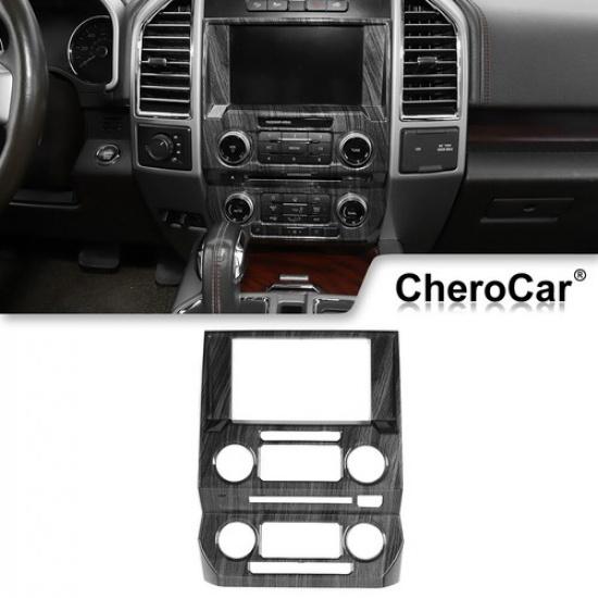 Black Wood Grain Center Console GPS Navigation Panel Decor for Ford F150 2015-20